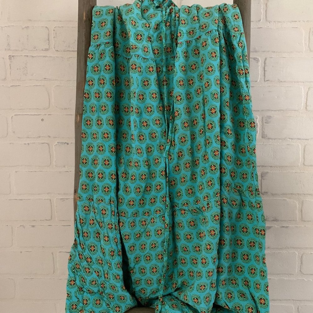 Turquoise Pattern Midi Skirt